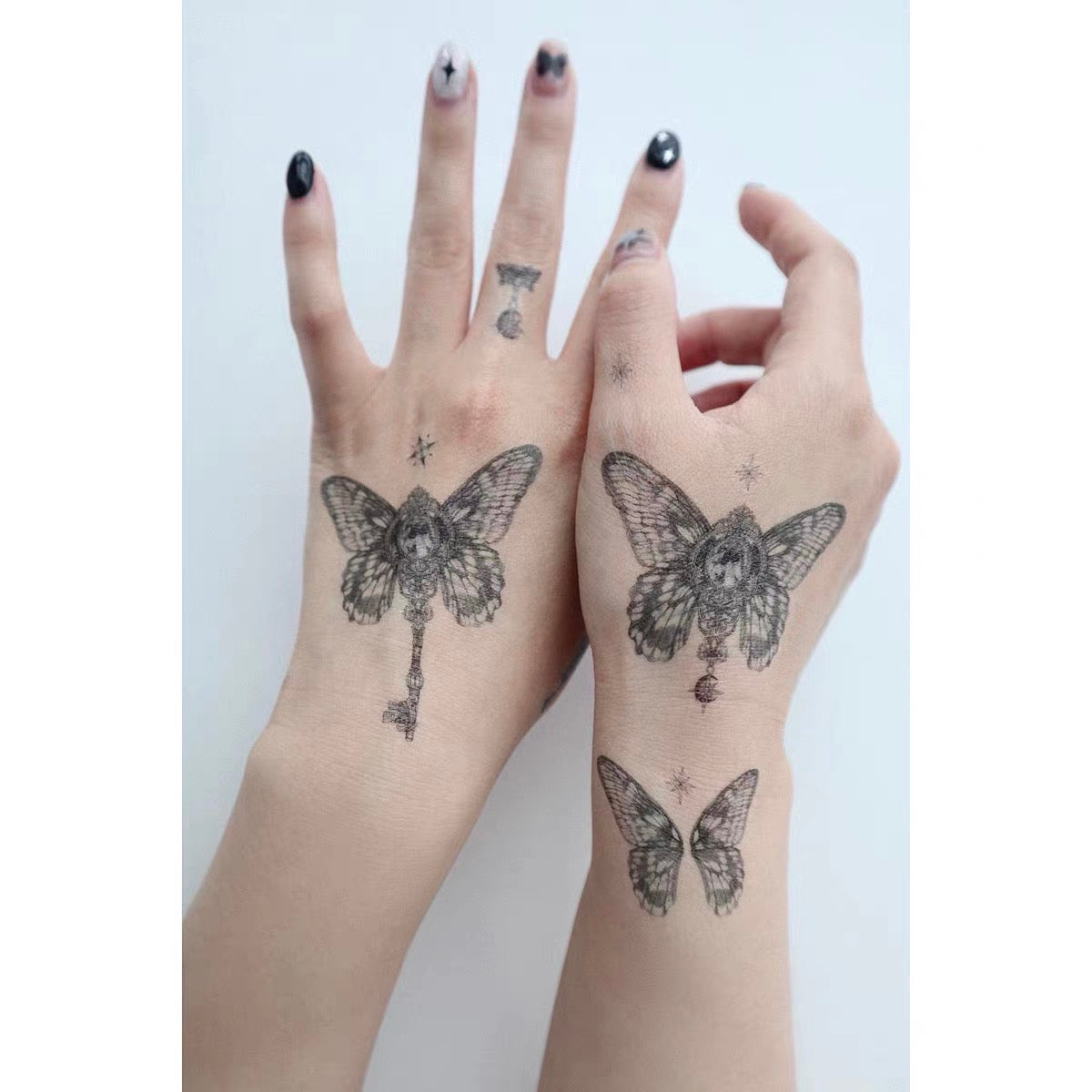Temporary Tattoo Sticker | Scarlet Gem and Butterfly Dagger