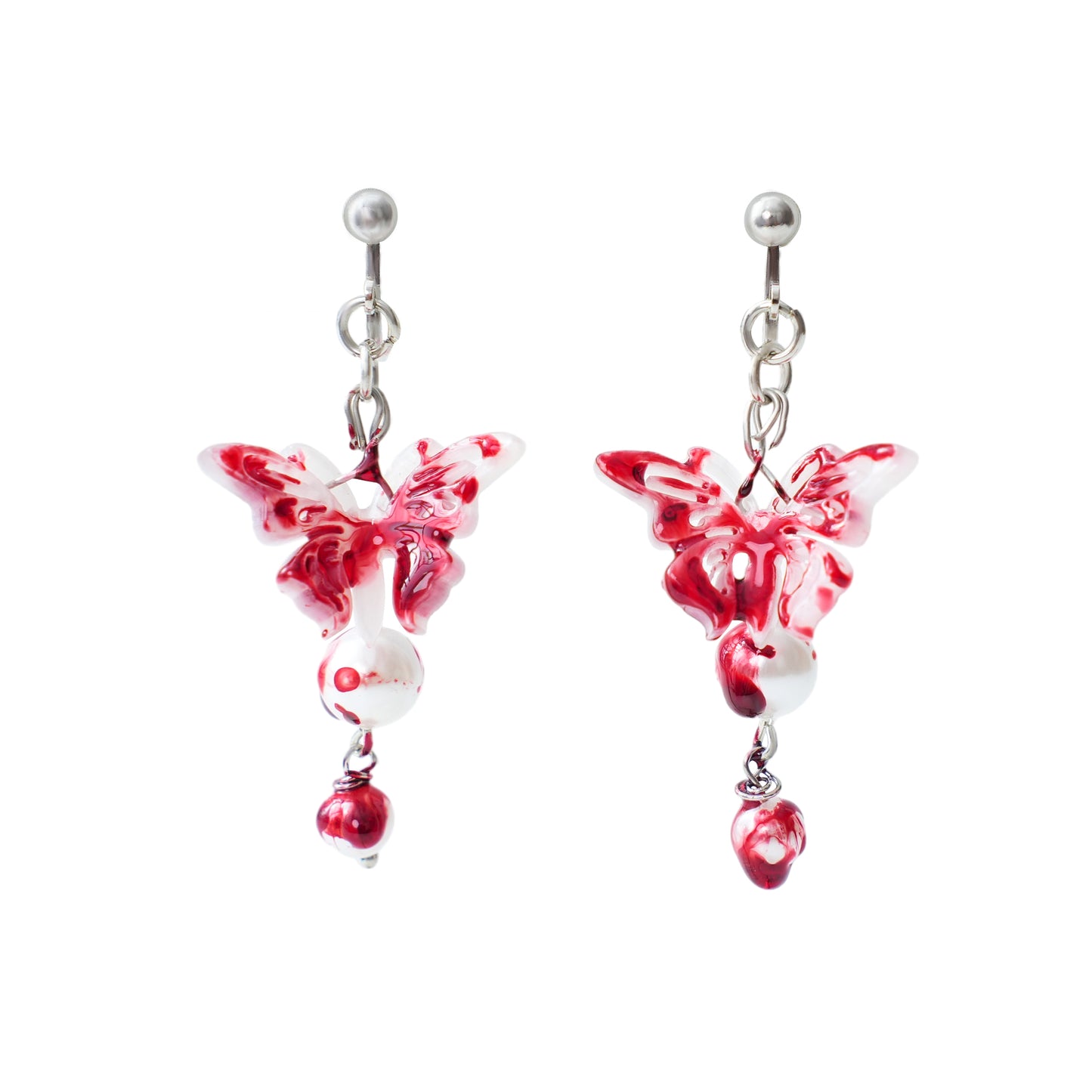 Gothic Red Bloody Butterfly-Shaped Earrings