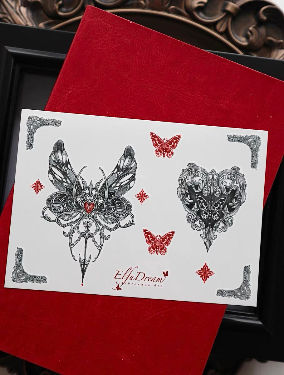 Temporary Tattoo Sticker | Scarlet Gem and Butterfly