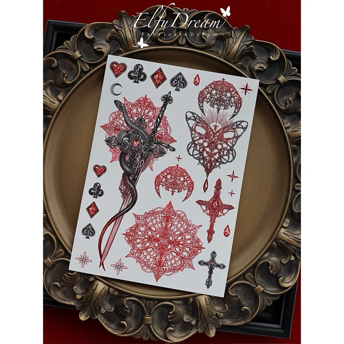 Temporary Tattoo Sticker | Cross, Sword and Snacks