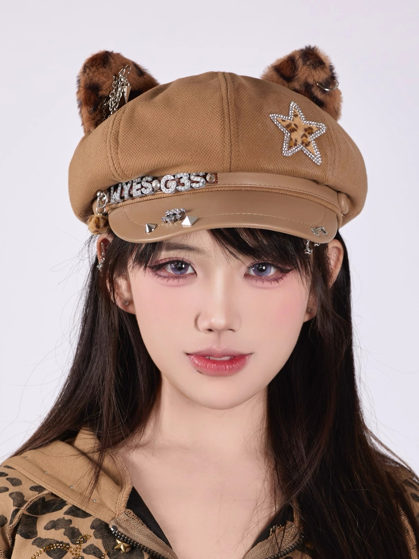 Handmade Punk Rivet Cat Ears Beret