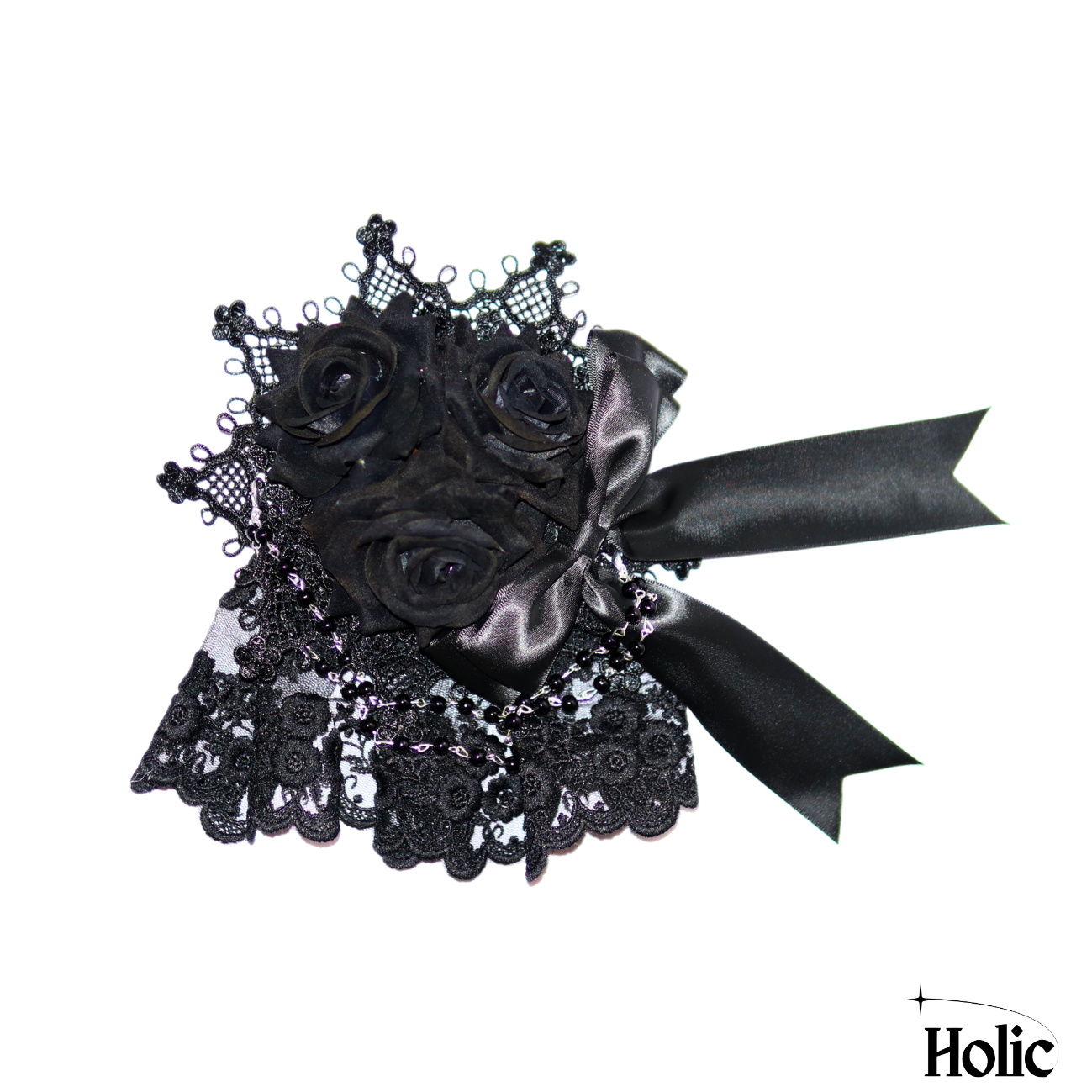 Black Hat with Three Black Roses