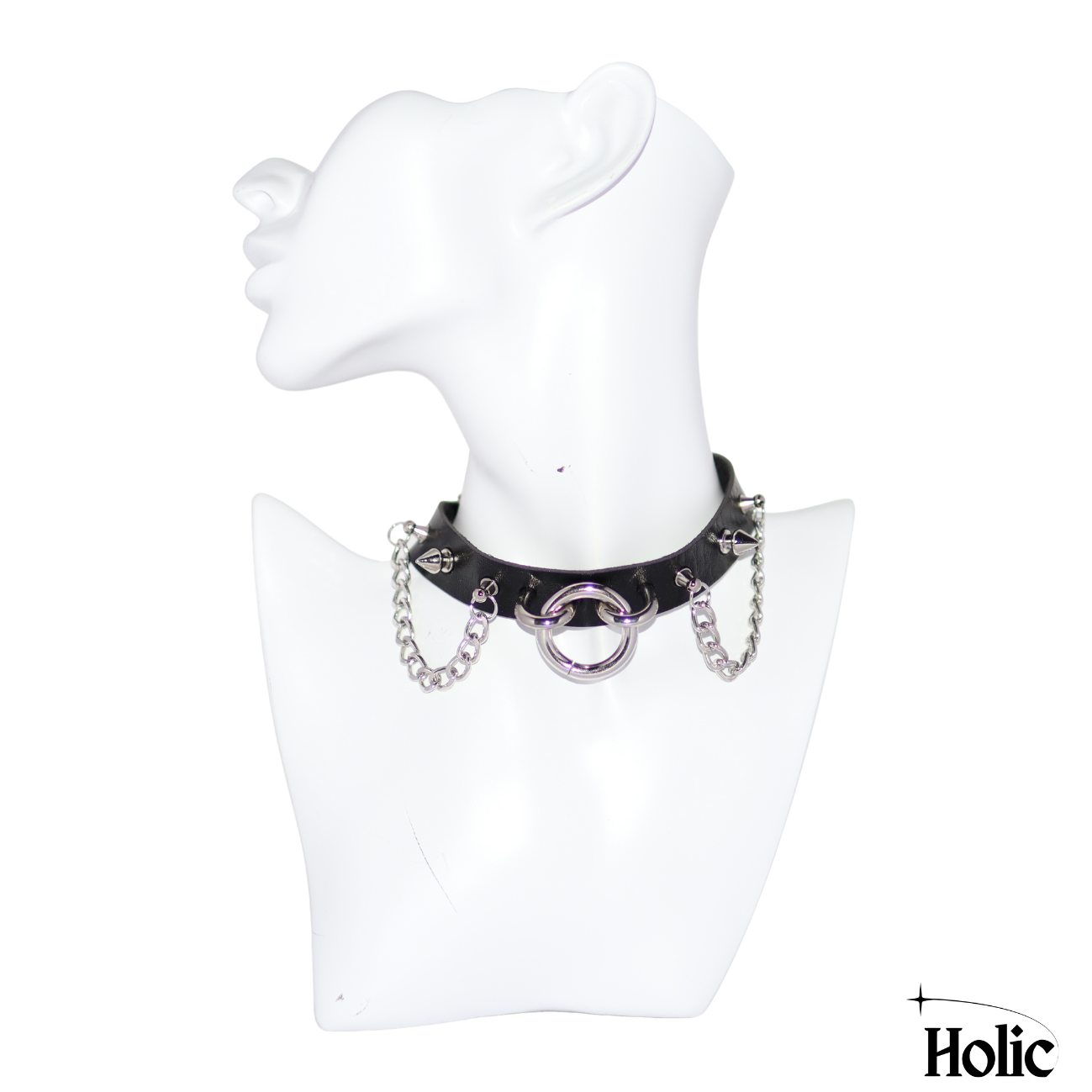 Gothic Punk Choker with a Ring and Chains