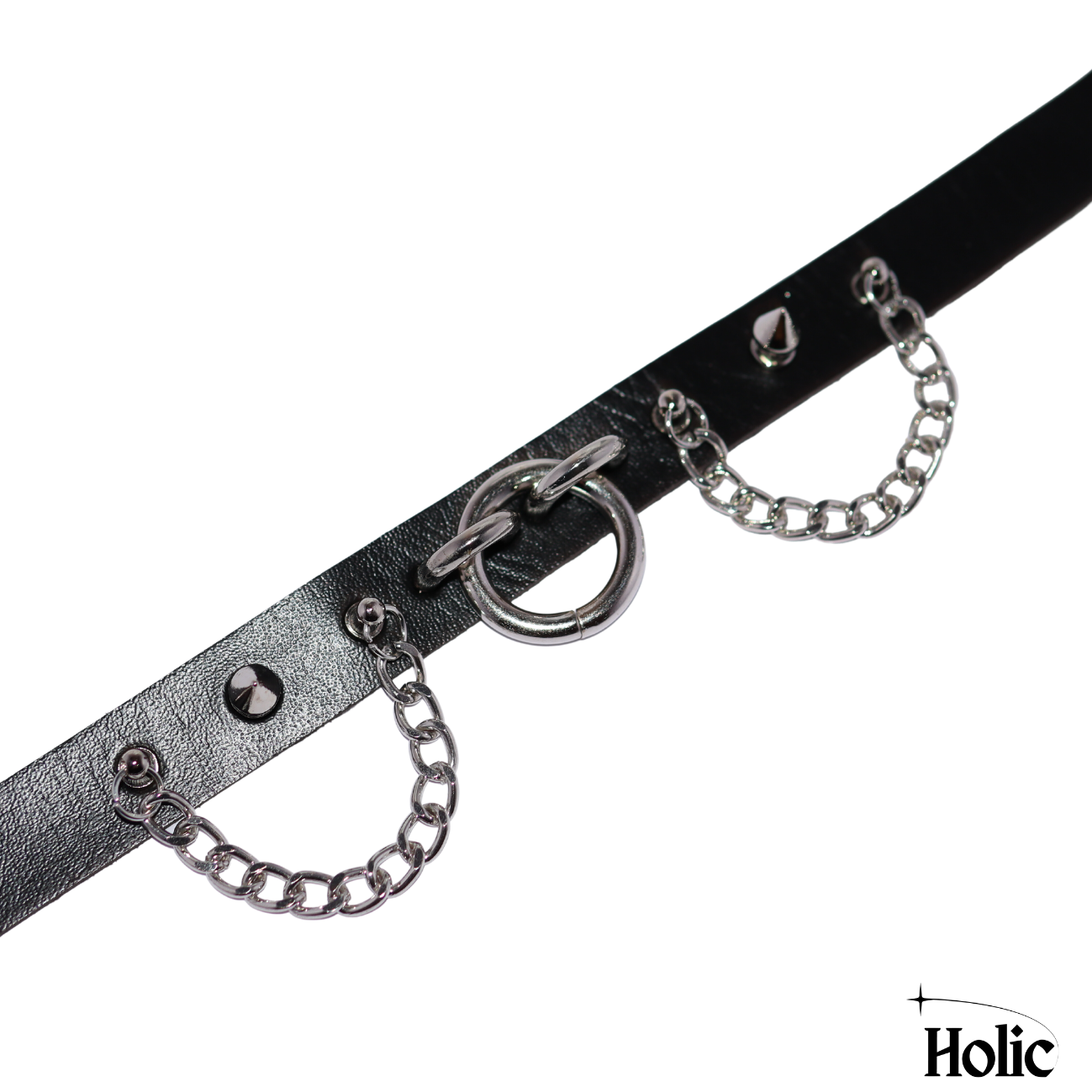 Gothic Punk Choker with a Ring and Chains