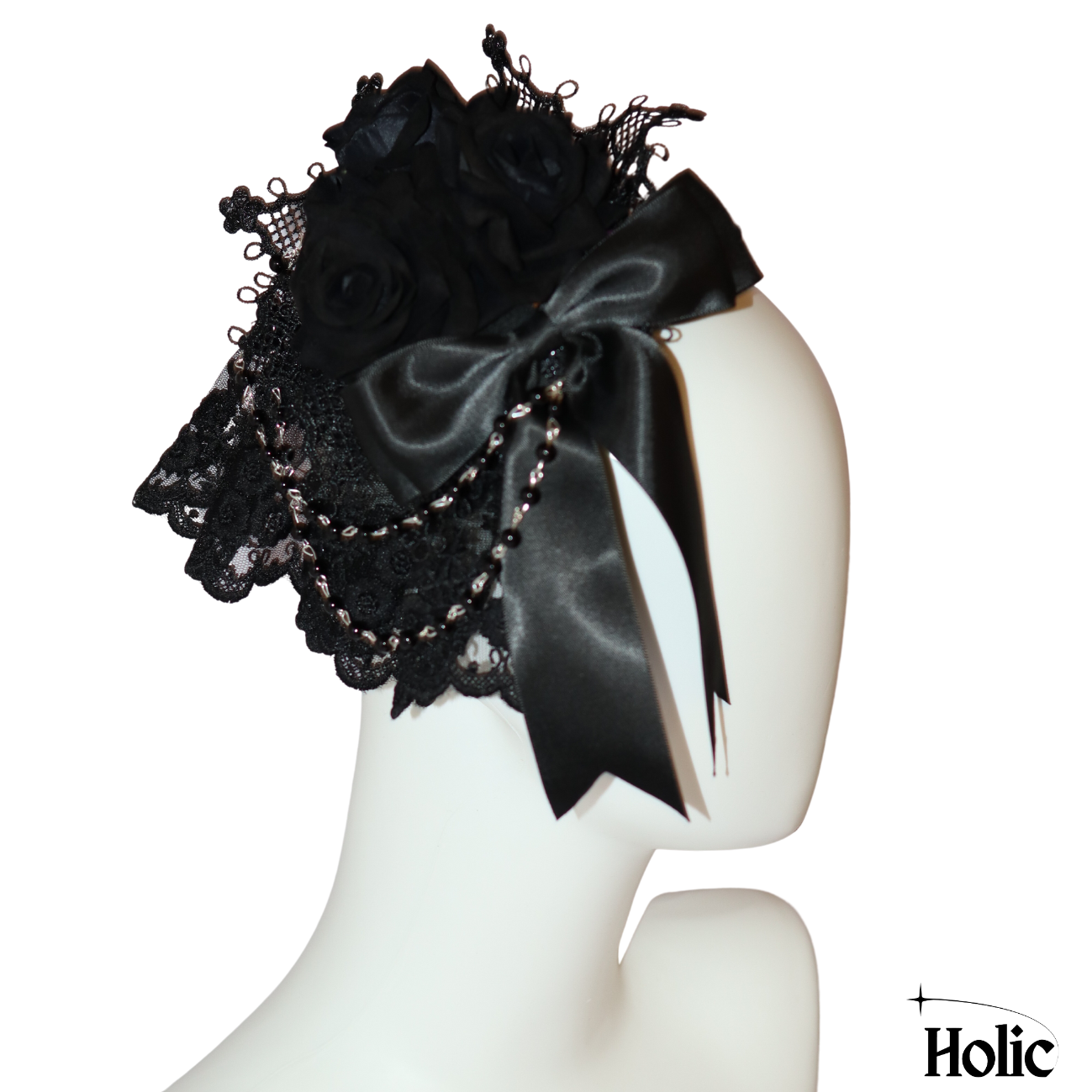 Black Hat with Three Black Roses