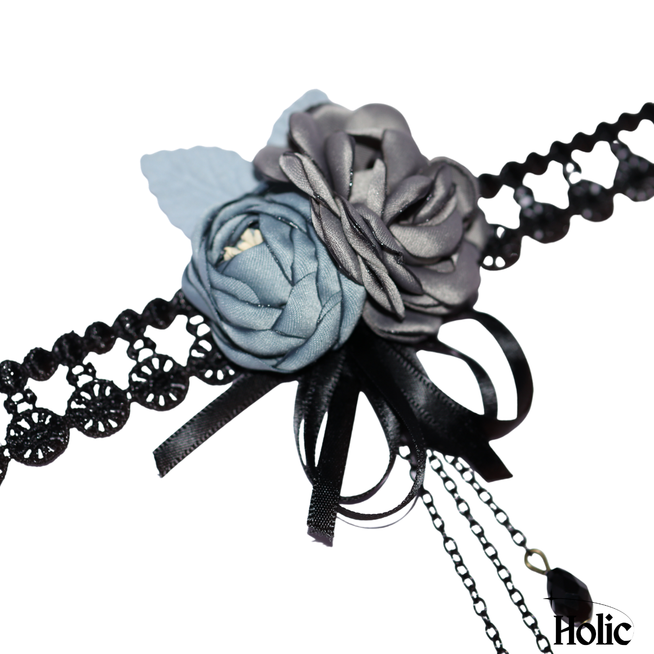 Gothic Elegant Gothic with Grey and Blue Flowers