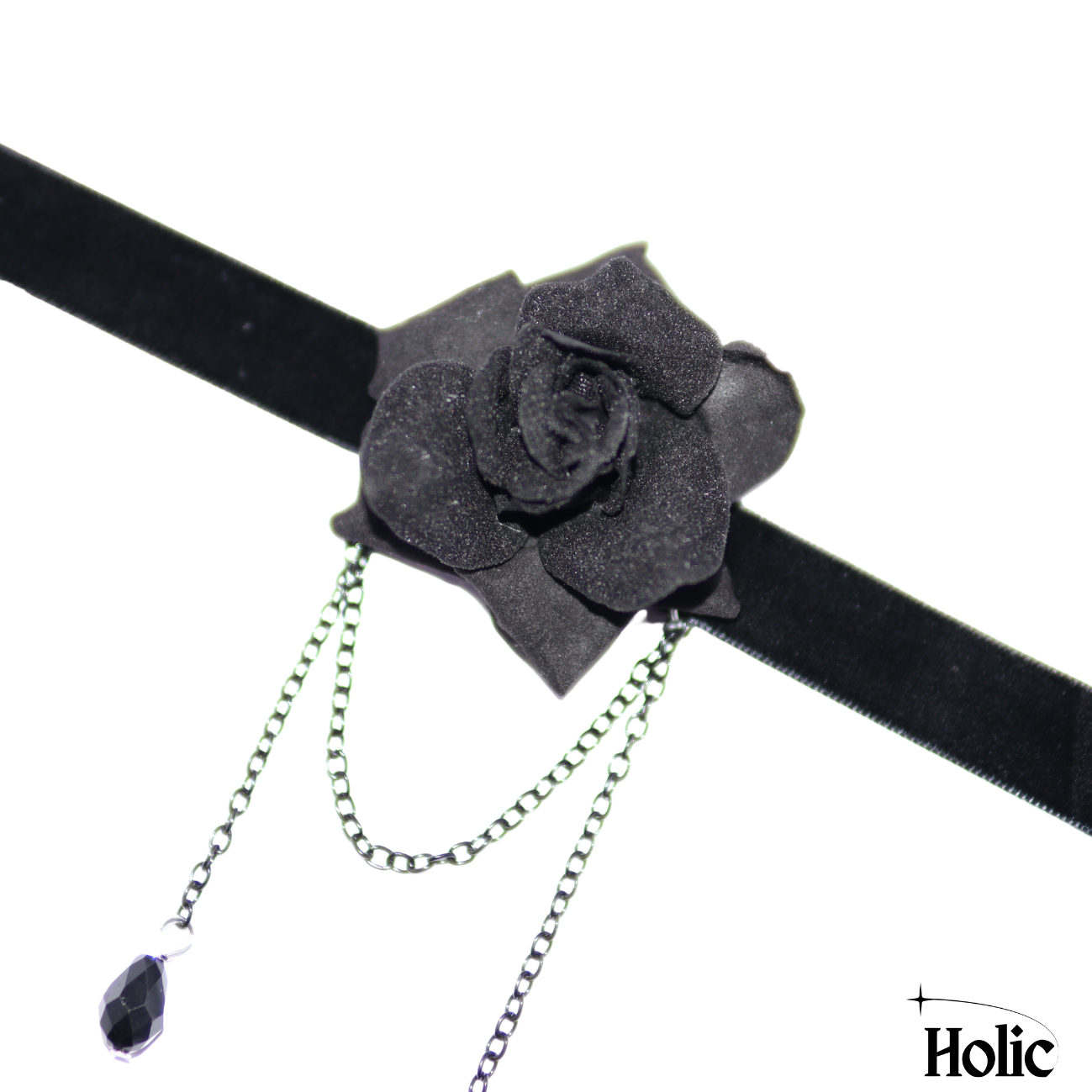 Gothic Choker with a Black Flower