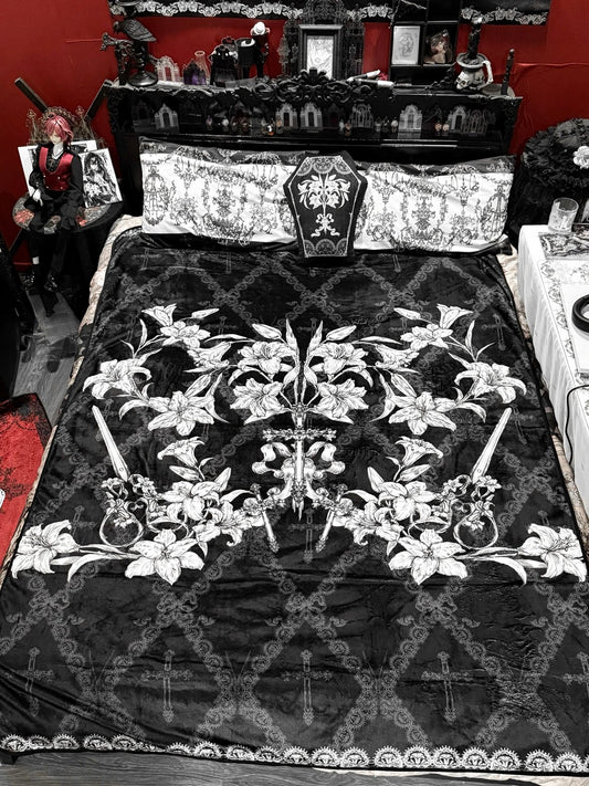 "Lilies After the Rain" Gothic Style Flannel Blanket