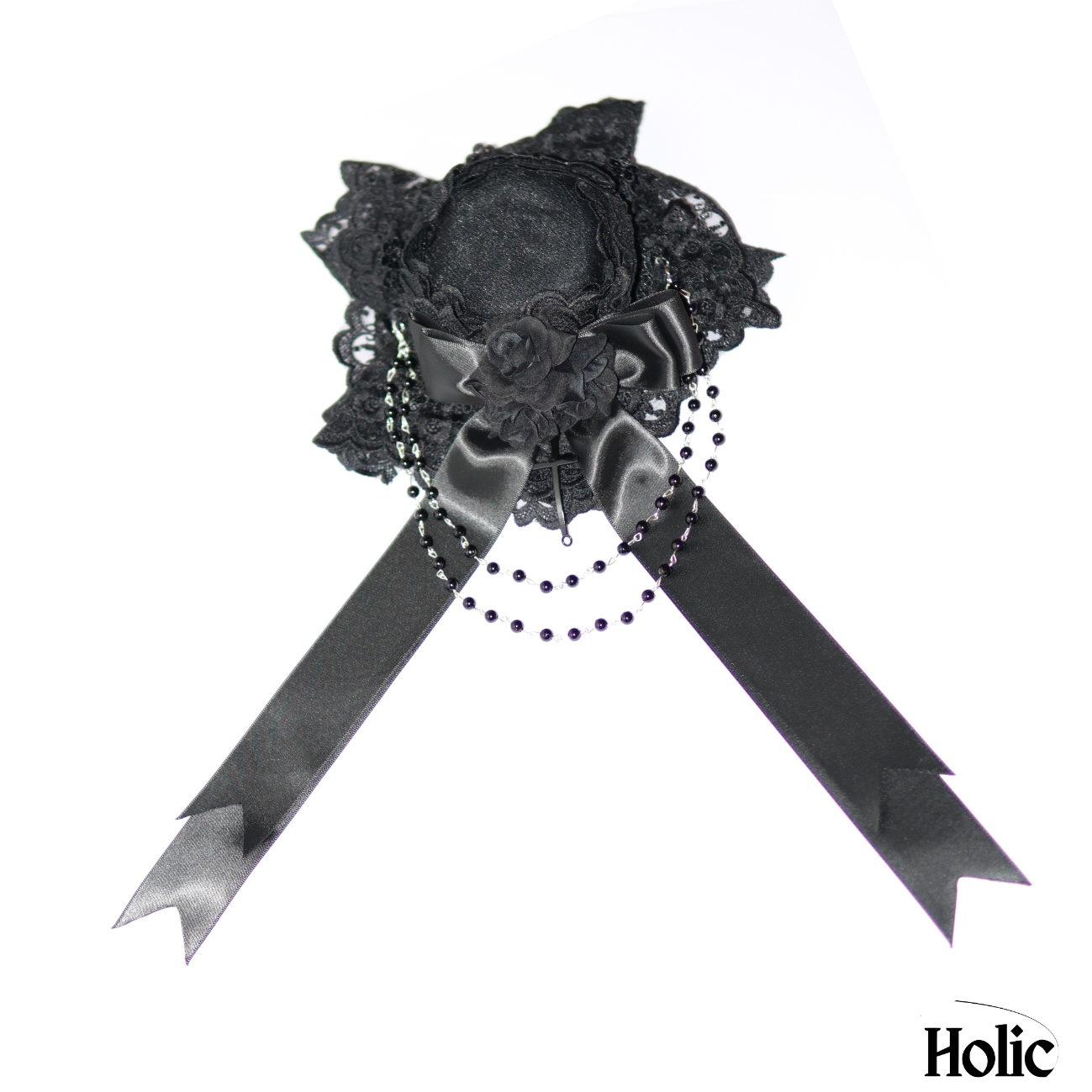 Gothic Lolita Hat with a Red Rose, Rabbit, Feather, and Chains – Holic  Accessories